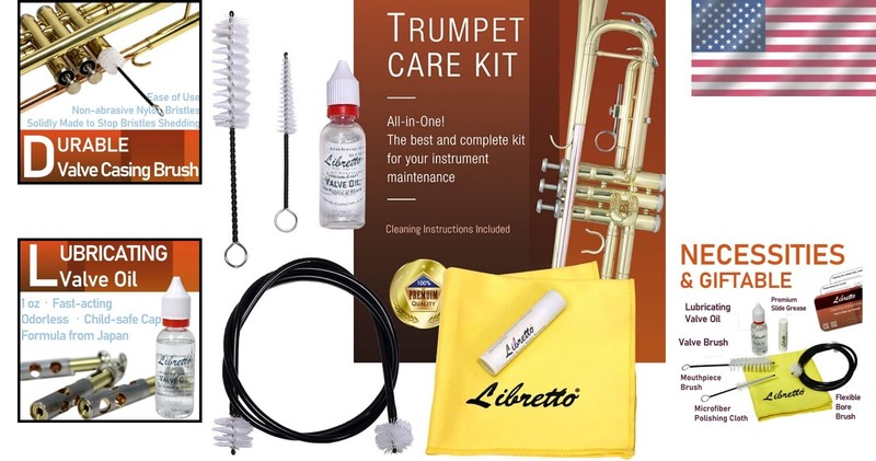 Trumpet Cleaning Kit: Oil, Grease & Brushes for Optimal Performance gallery