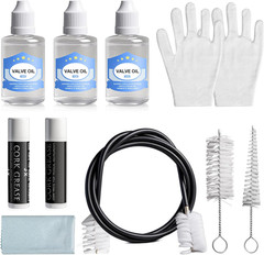 Trumpet Cleaning Kit – 3 Trumpet Lubricating Valve Oil, 2 Slide Grease,Valve, Mo