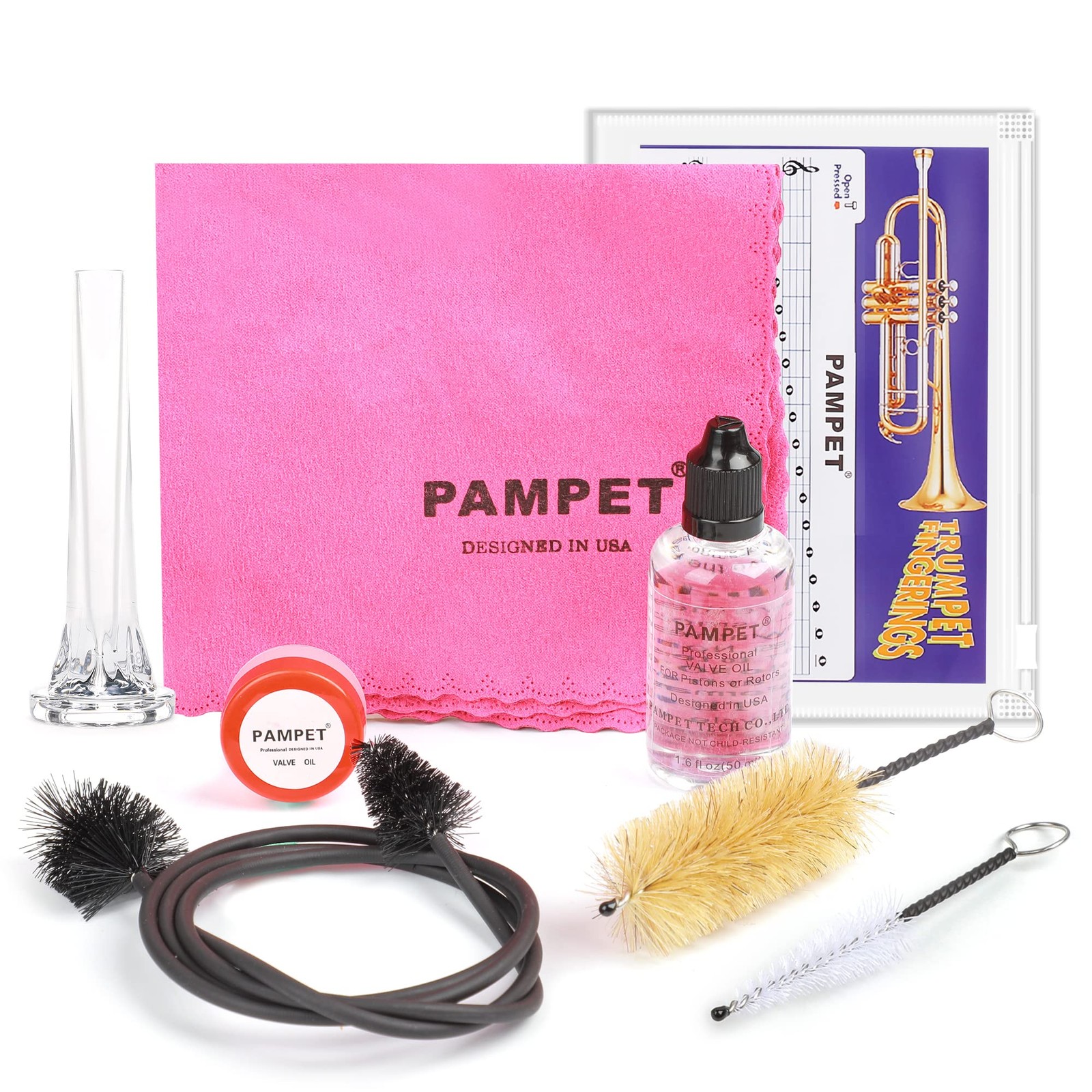 Trumpet Care Kit with Valve Oil, Brass Polish, Slide Grease & Brushes gallery