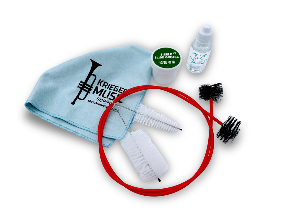 Complete Trumpet Care Kit – Valve Oil, Slide Grease, Brushes, Polishing Cloth